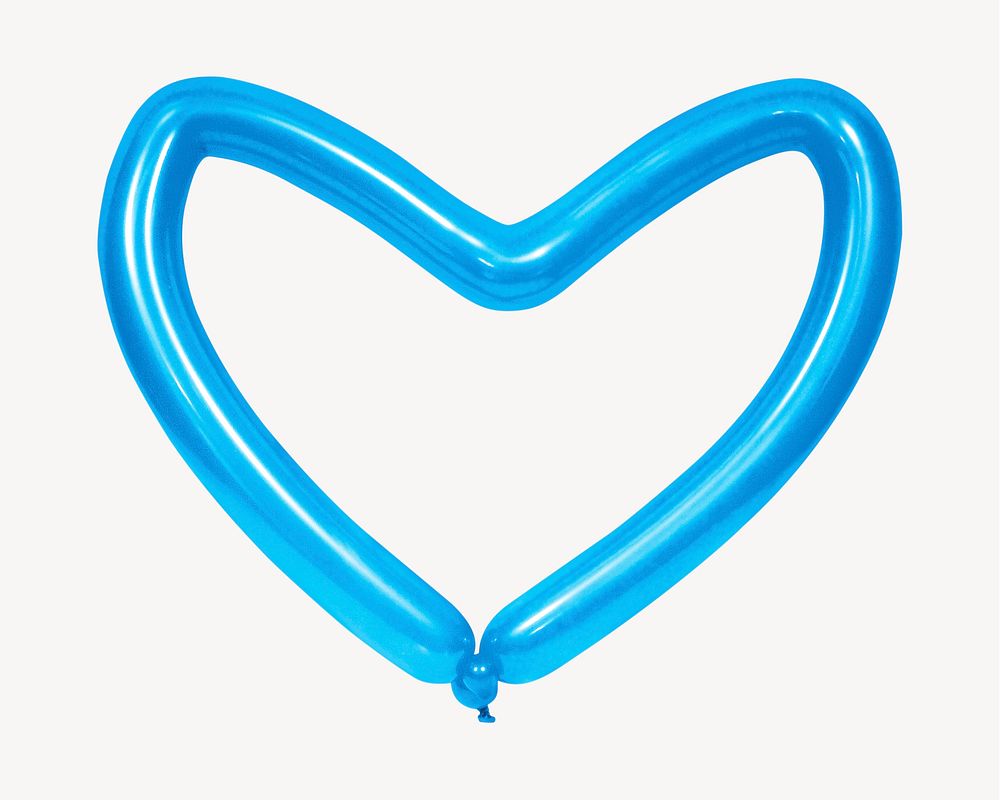 Blue heart balloon, isolated object image psd
