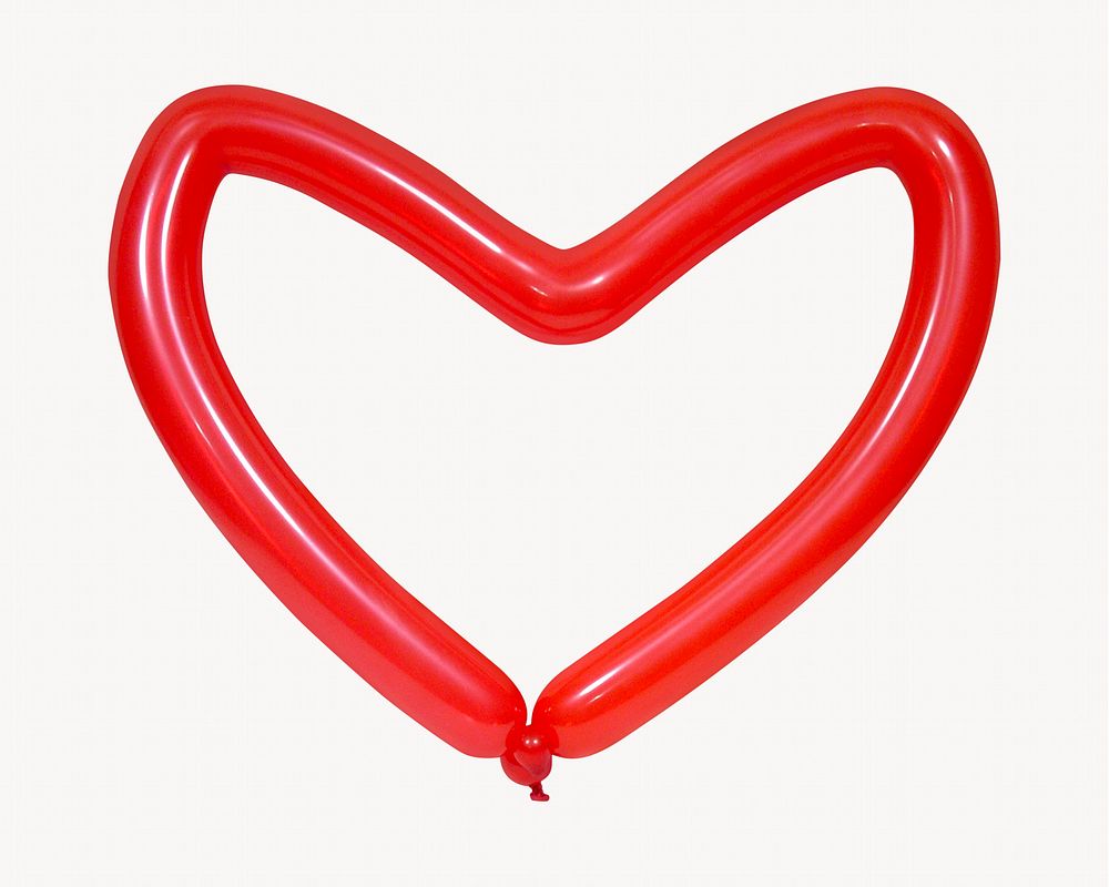 Red heart balloon, isolated object image