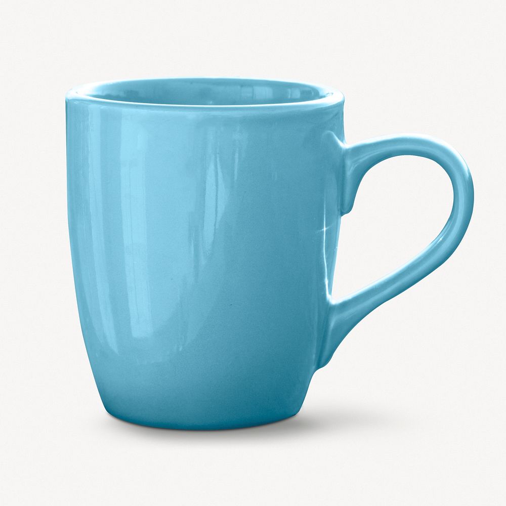 Blue mug collage element, drink design psd