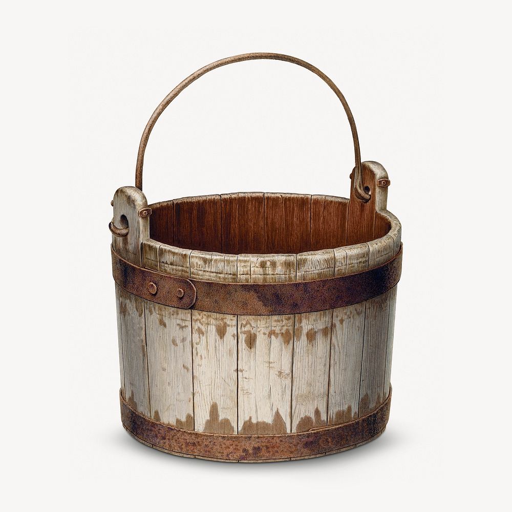 Wooden bucket collage element, Edward Bashaw&rsquo;s artwork, digitally enhanced by rawpixel psd