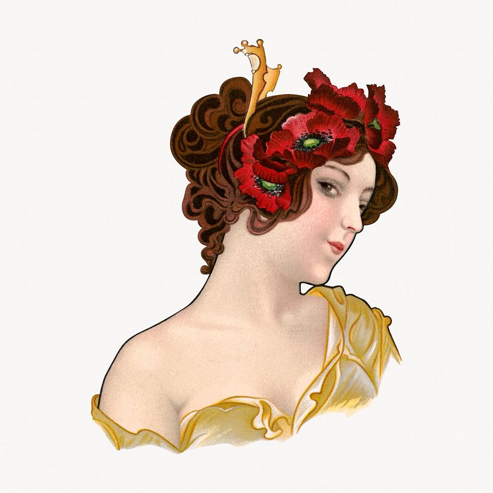 Vintage beautiful woman illustration