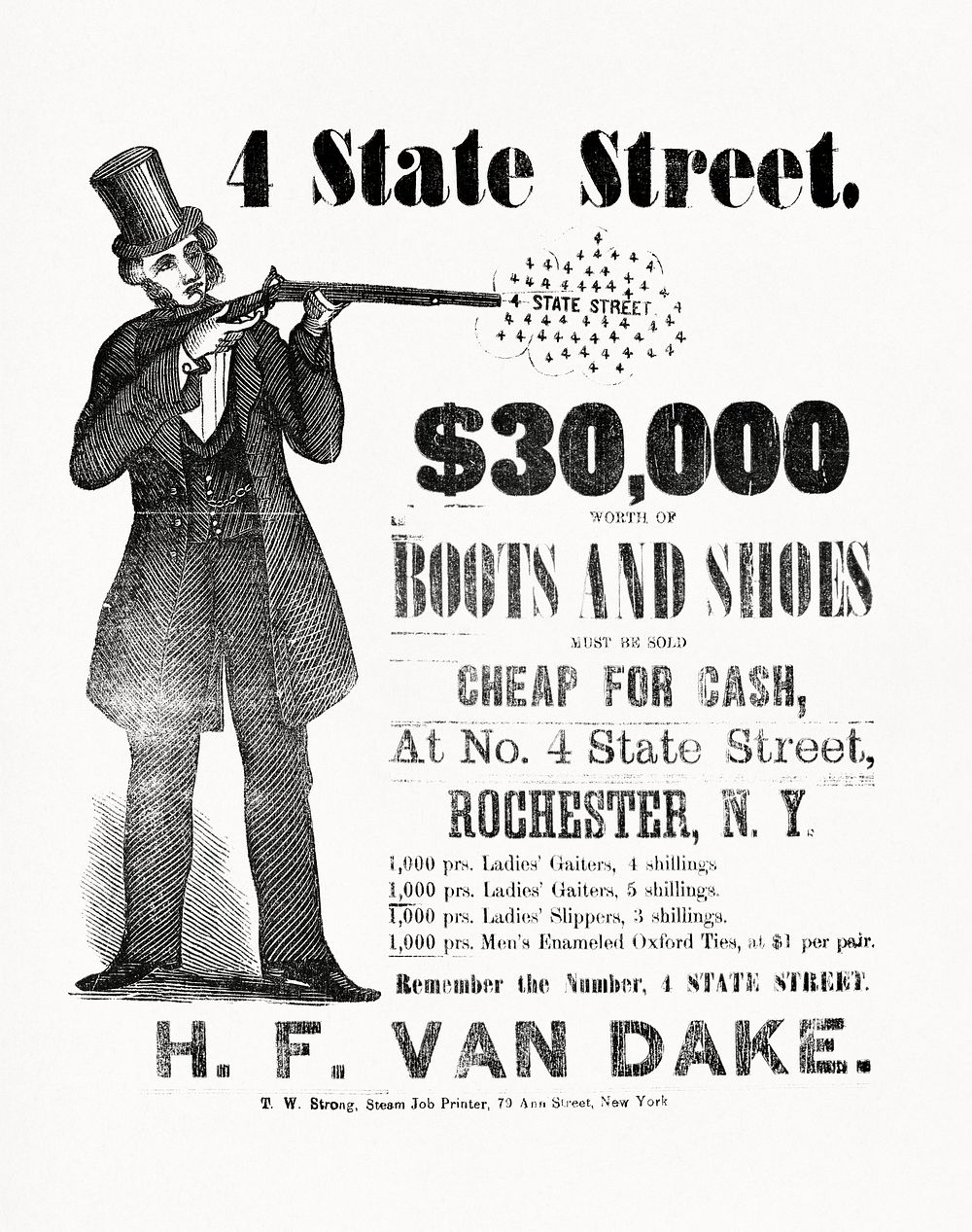 H.F. Van Dake. 4 State Street T.W. Strong. (1859) by Thomas W. Strong. Original from the Library of Congress. Digitally…