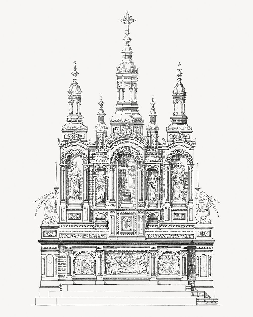 Vintage Dubuque altar, religious illustration psd