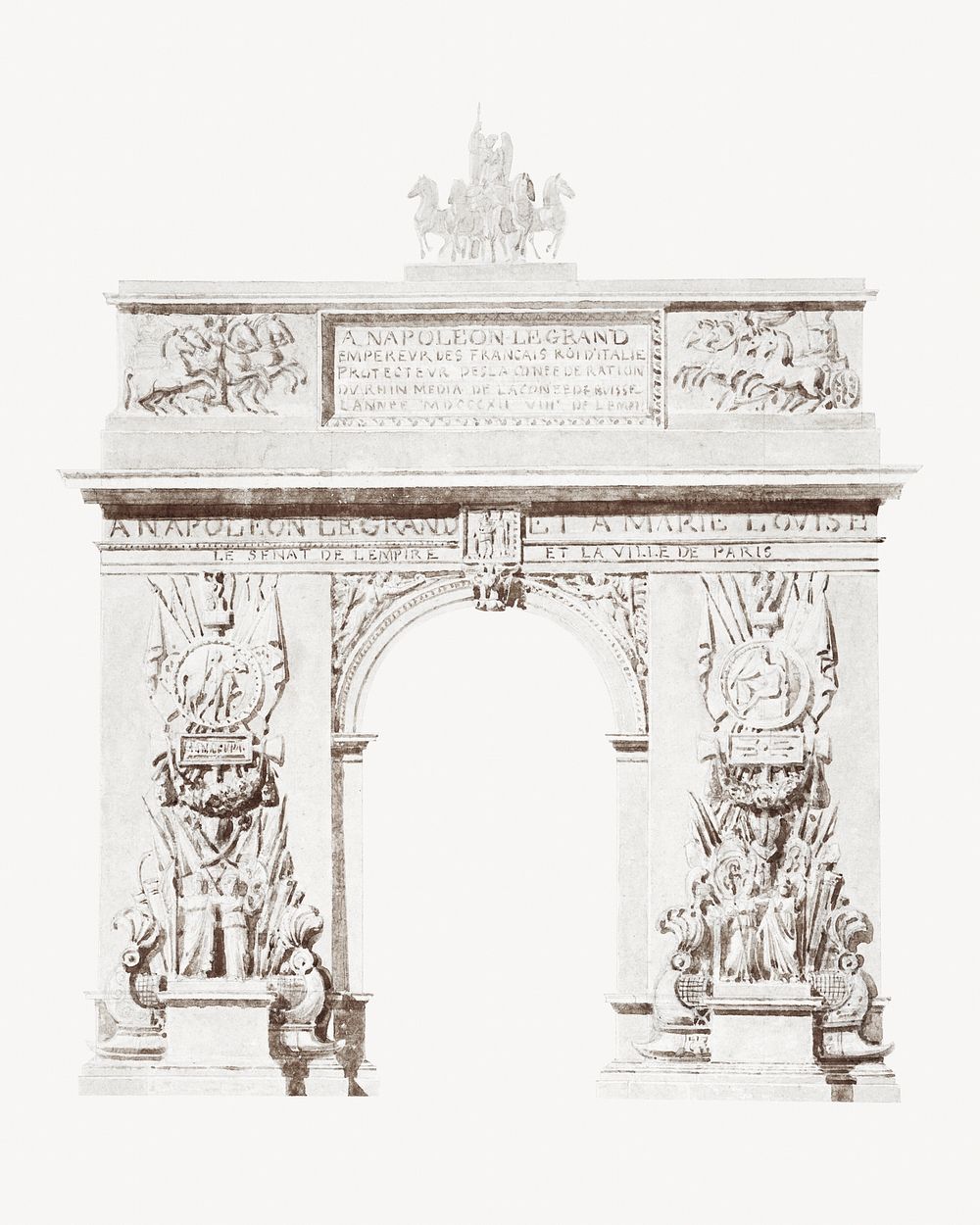 Vintage Arc de Triomphe, landmark illustration
