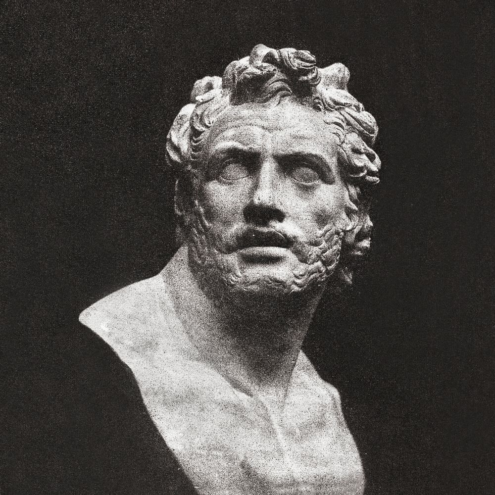 Bust of Patroclus (1843) photography in high resolution by William Henry Fox Talbot. Original from the Yale University Art…