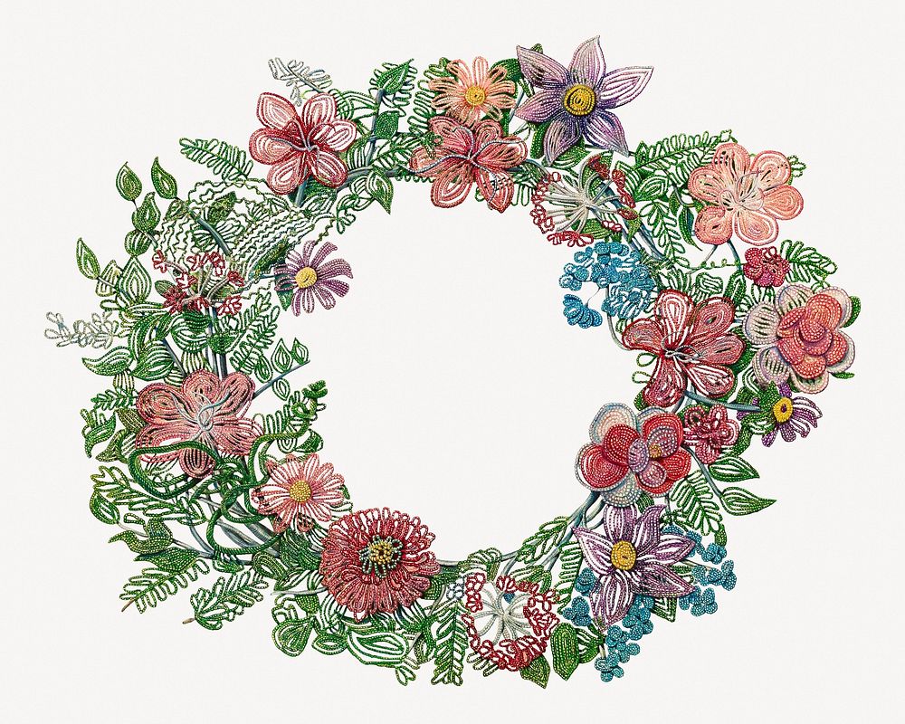 Vintage cemetery wreath illustration psd