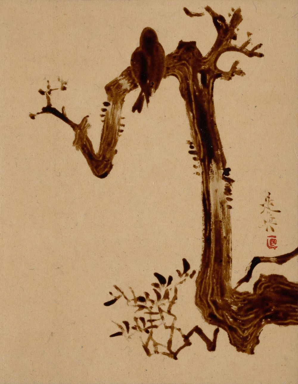 Crow on Tree. Original public domain image from the MET museum.