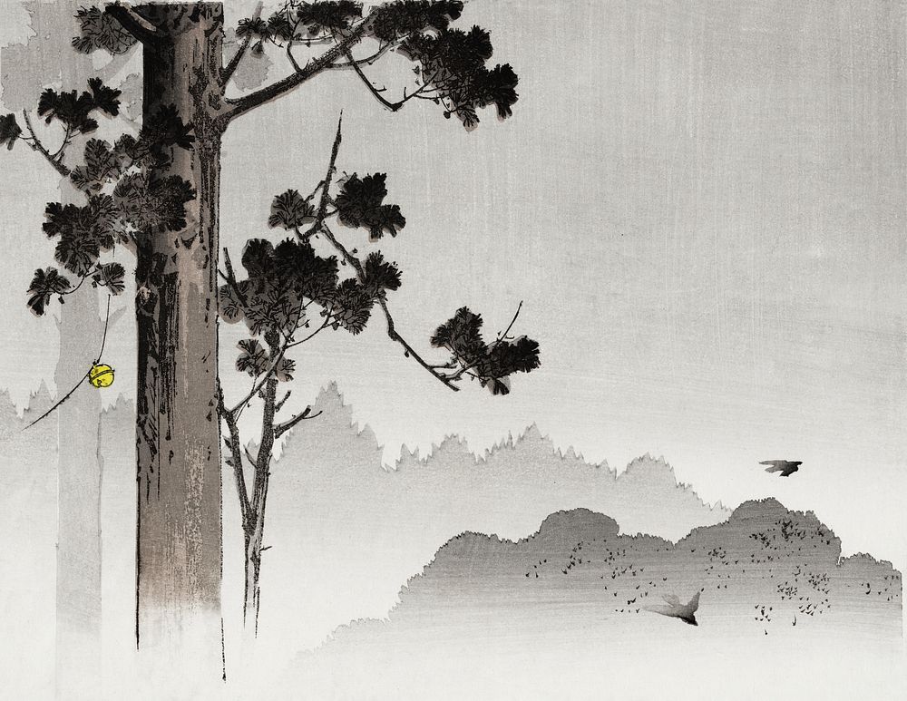 Misty forest (1900-1915) vintage Ukiyo-e style. Original public domain image from the Library of Congress.   Digitally…