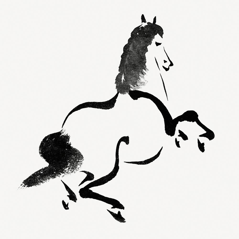 Japanese horse, vintage animal illustration psd.   Remastered by rawpixel. 