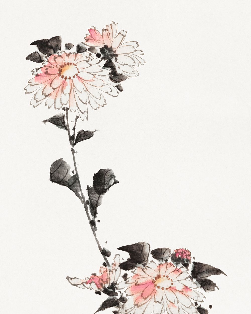 Katsushika Hokusai&rsquo;s pink flower (1760-1849) vintage Japanese Ukiyo-e style. Original public domain image from The MET…