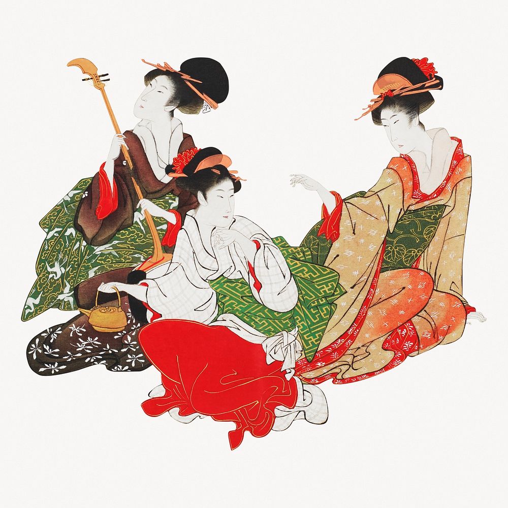 Vintage Japanese women illustration.   Remastered by rawpixel. 
