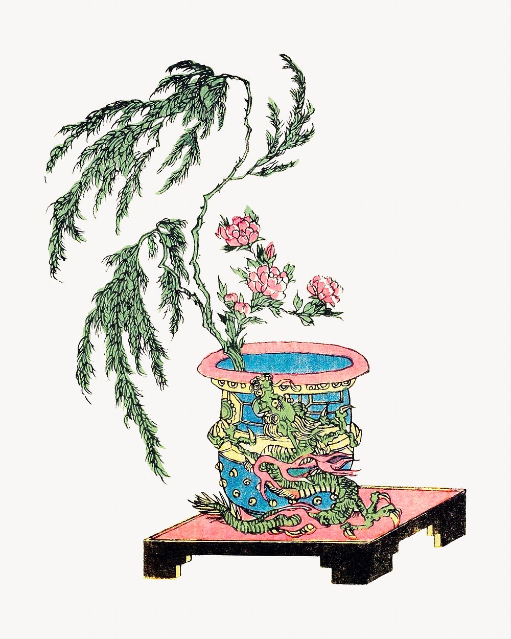 Japanese ikebana arrangement.   Remastered by rawpixel. 