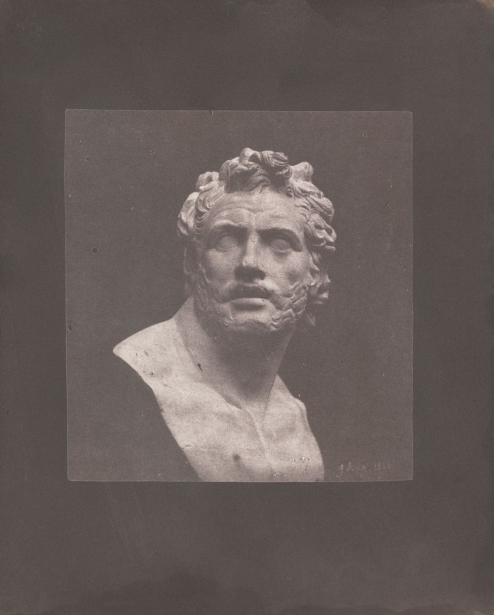 Bust of Patroclus (1843) photography in high resolution by William Henry Fox Talbot.