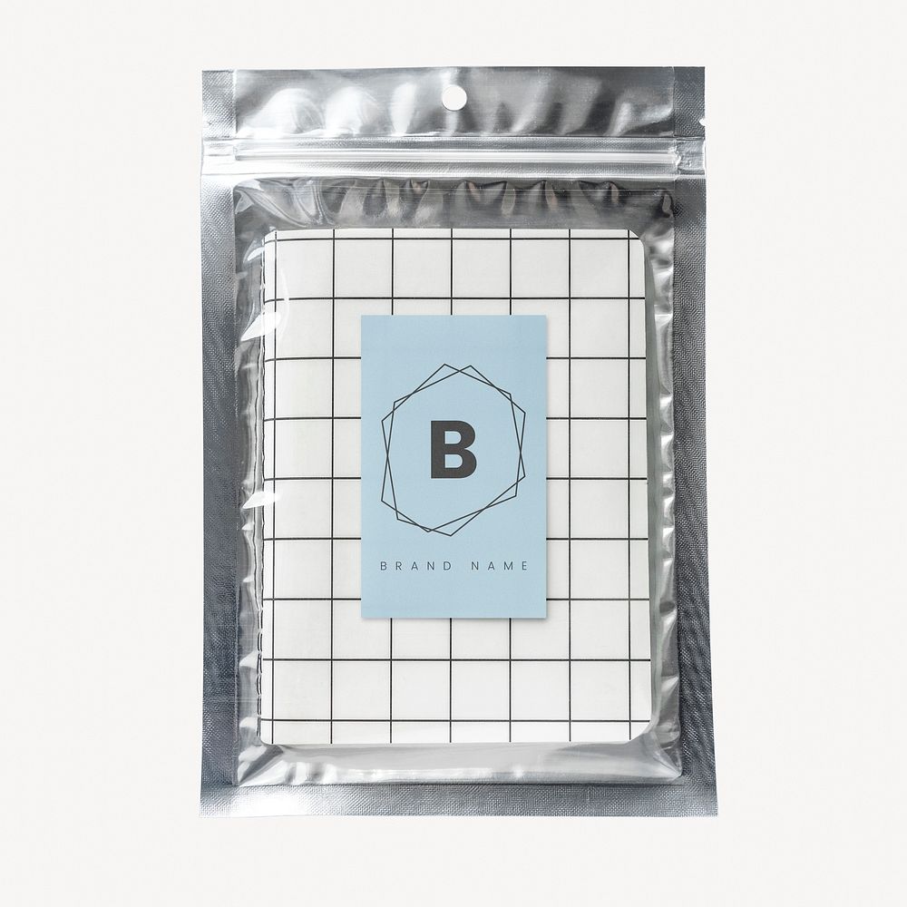 Plastic pouch label mockup, editable design  psd