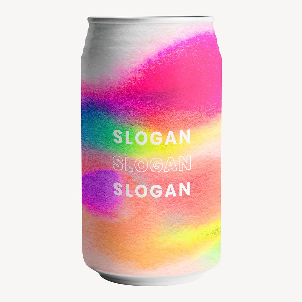 Colorful soda can, chromatography art beverage packaging