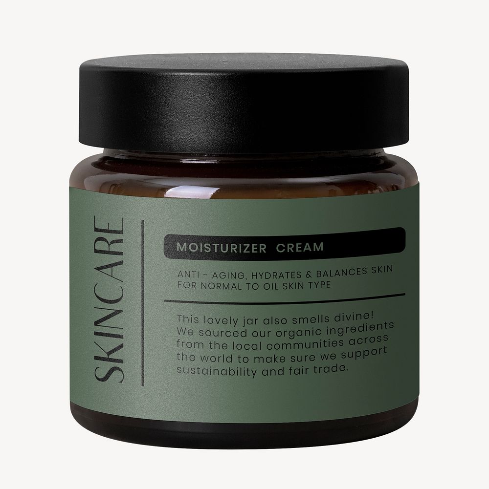 Skincare jar label mockup,  beauty product psd
