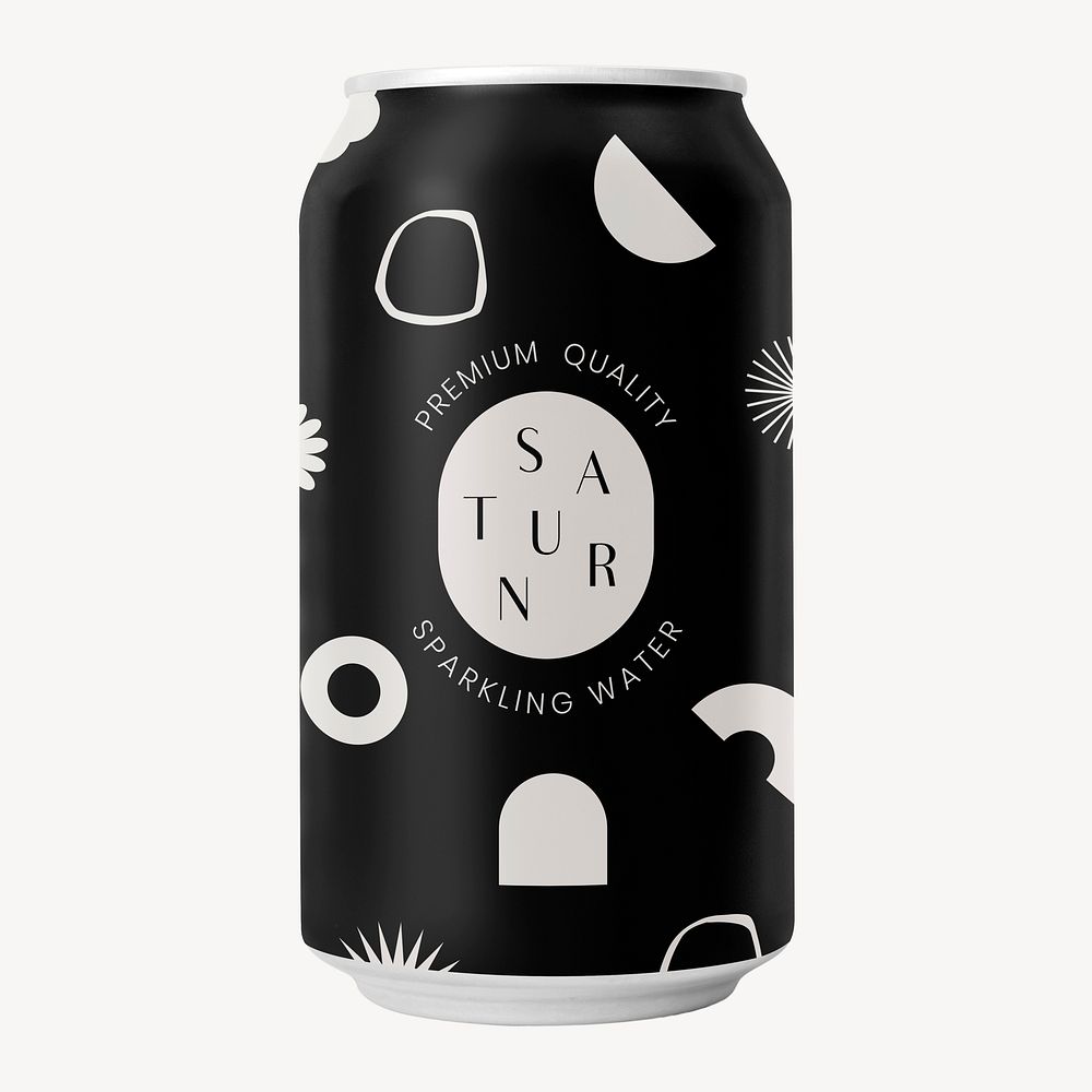 Black sparkling water can, drink packaging