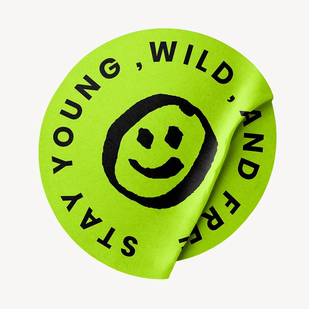 Smiling face neon green sticker