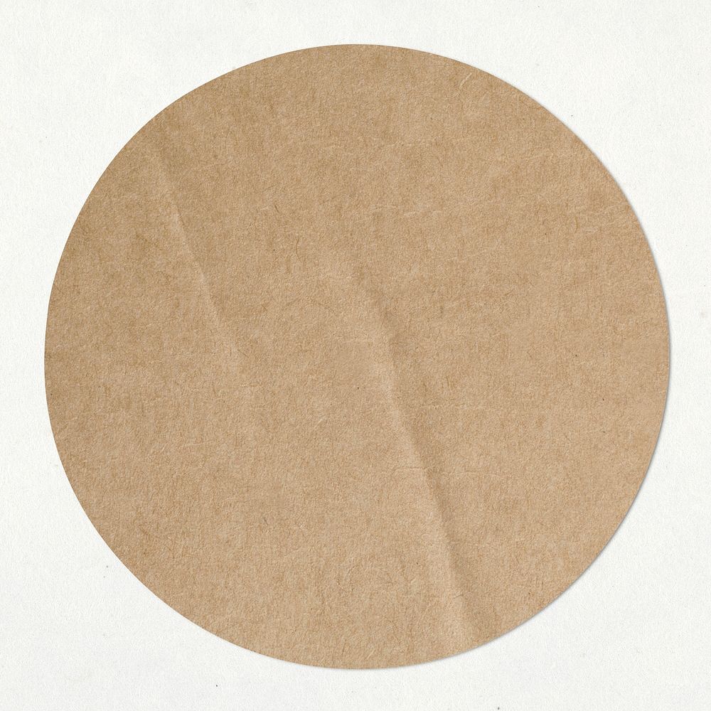 Round brown paper sticker psd