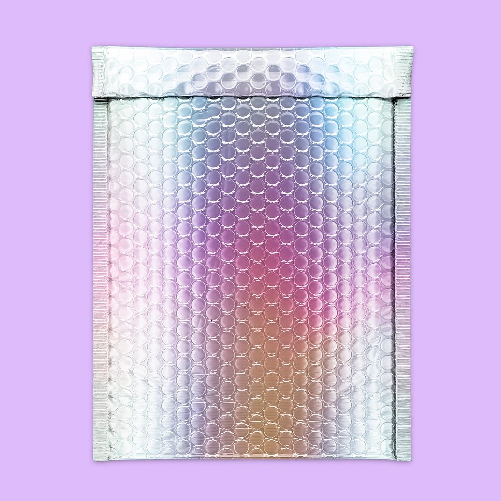 Iridescent bubble mailer, shipping product packaging
