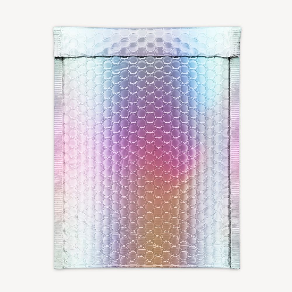 Iridescent bubble mailer, shipping product packaging