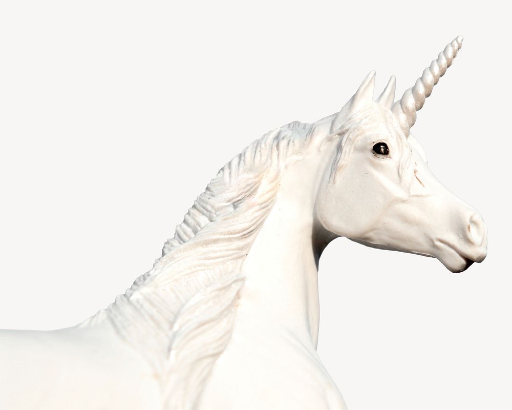 White unicorn statue, mythical creature psd