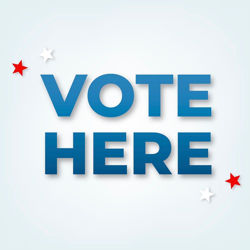 Vote here election word vector typography