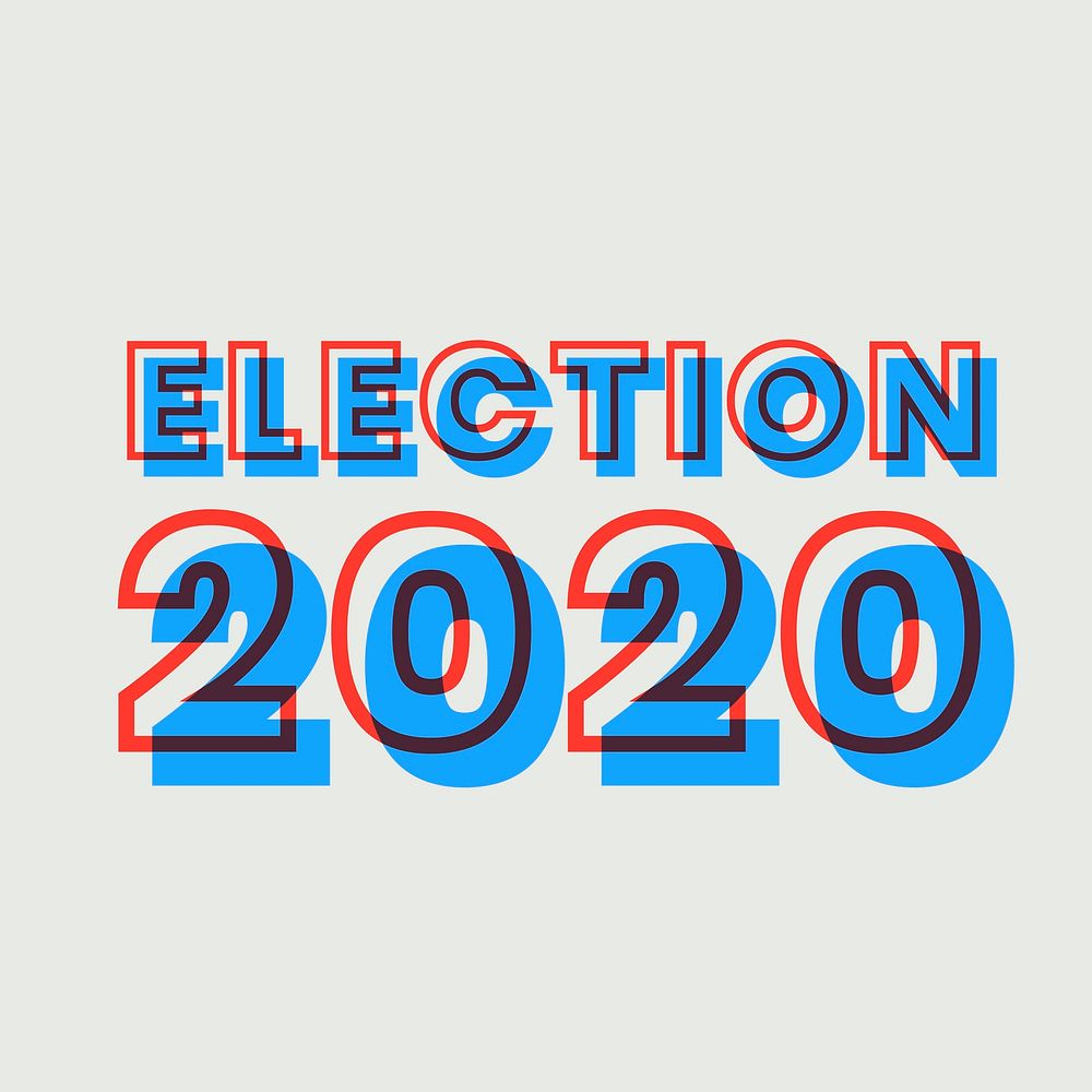 Election 2020 multiply blue font typography word