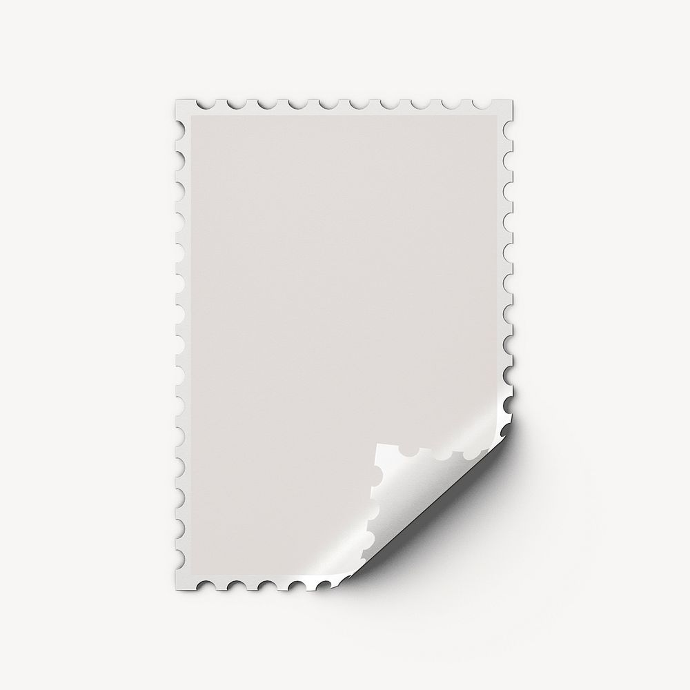 White postage stamp, realistic paper