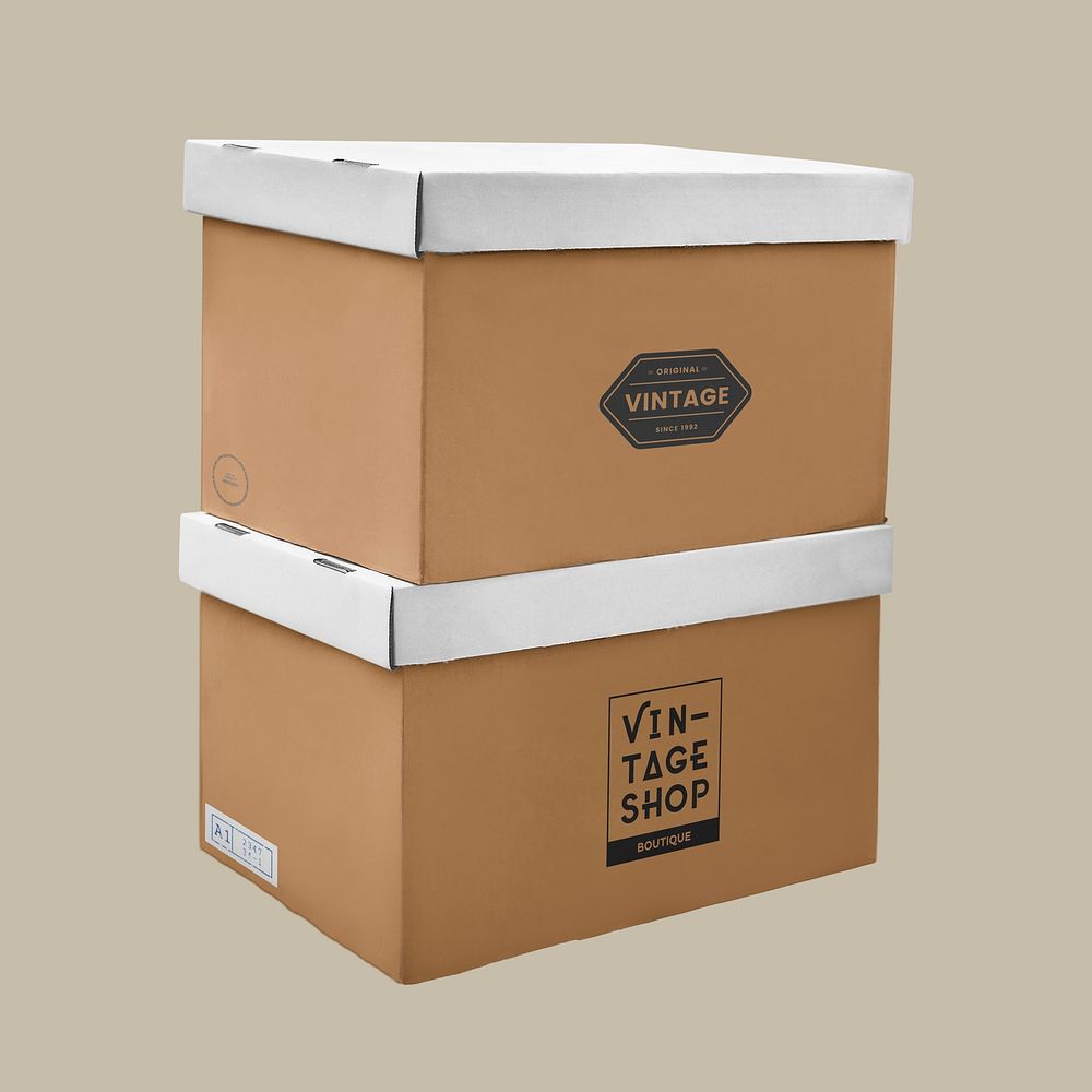 Cardboard box mockup, editable delivery packaging psd