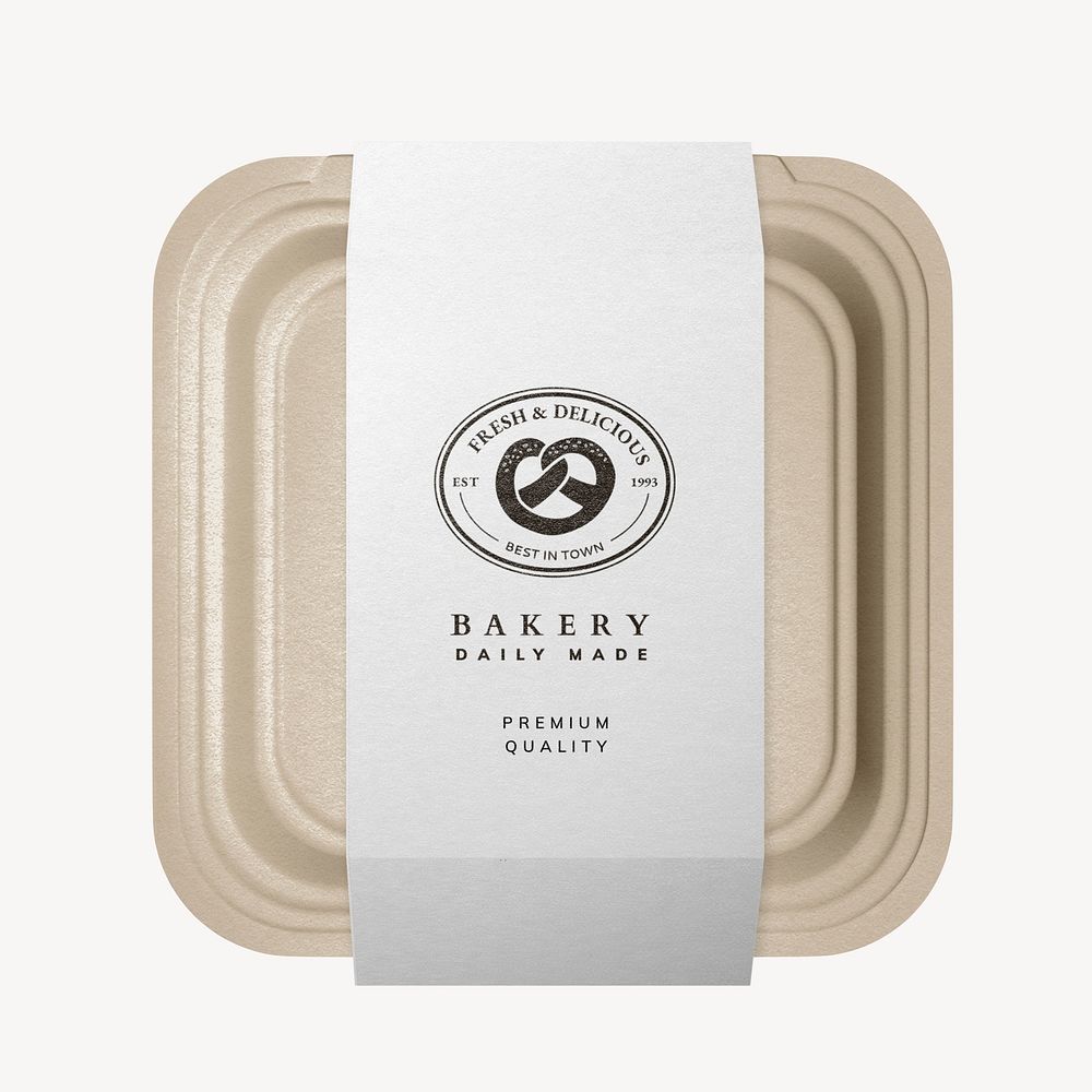 Editable food box label mockup, eco-friendly product packaging psd