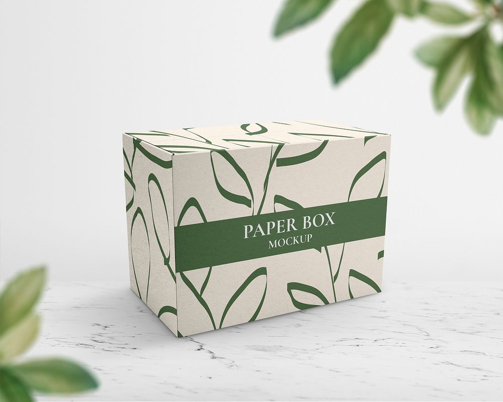 Eco paper box mockup psd, editable packaging design