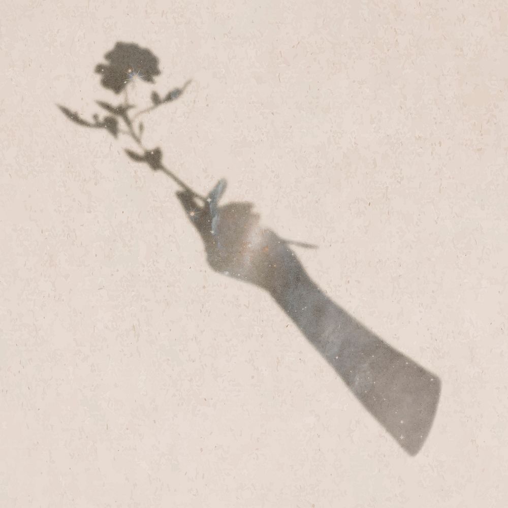 Aesthetic silhouette hand holding rose vector