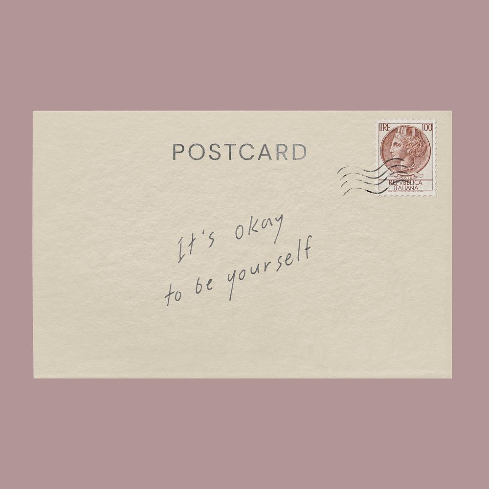 Vintage postcard mockup, flat lay design psd