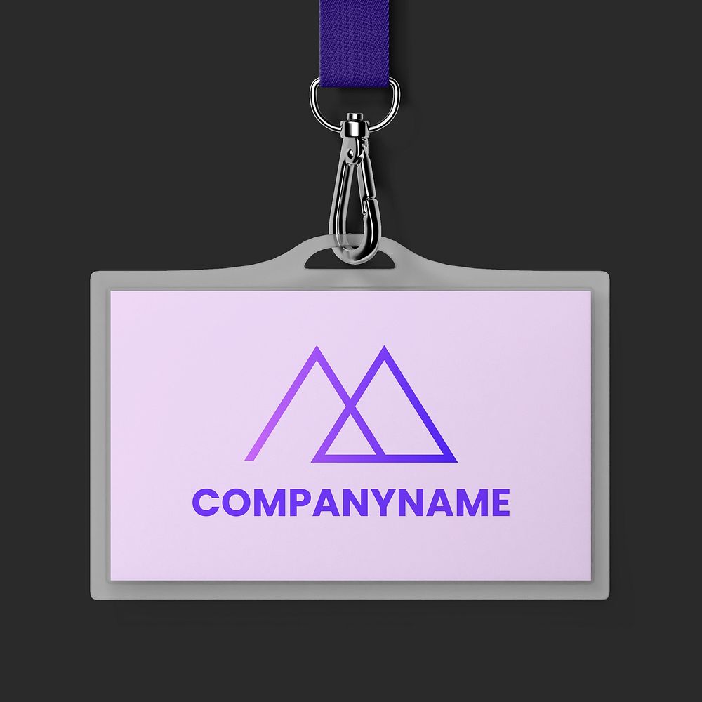 Staff card mockup, purple 3D design psd