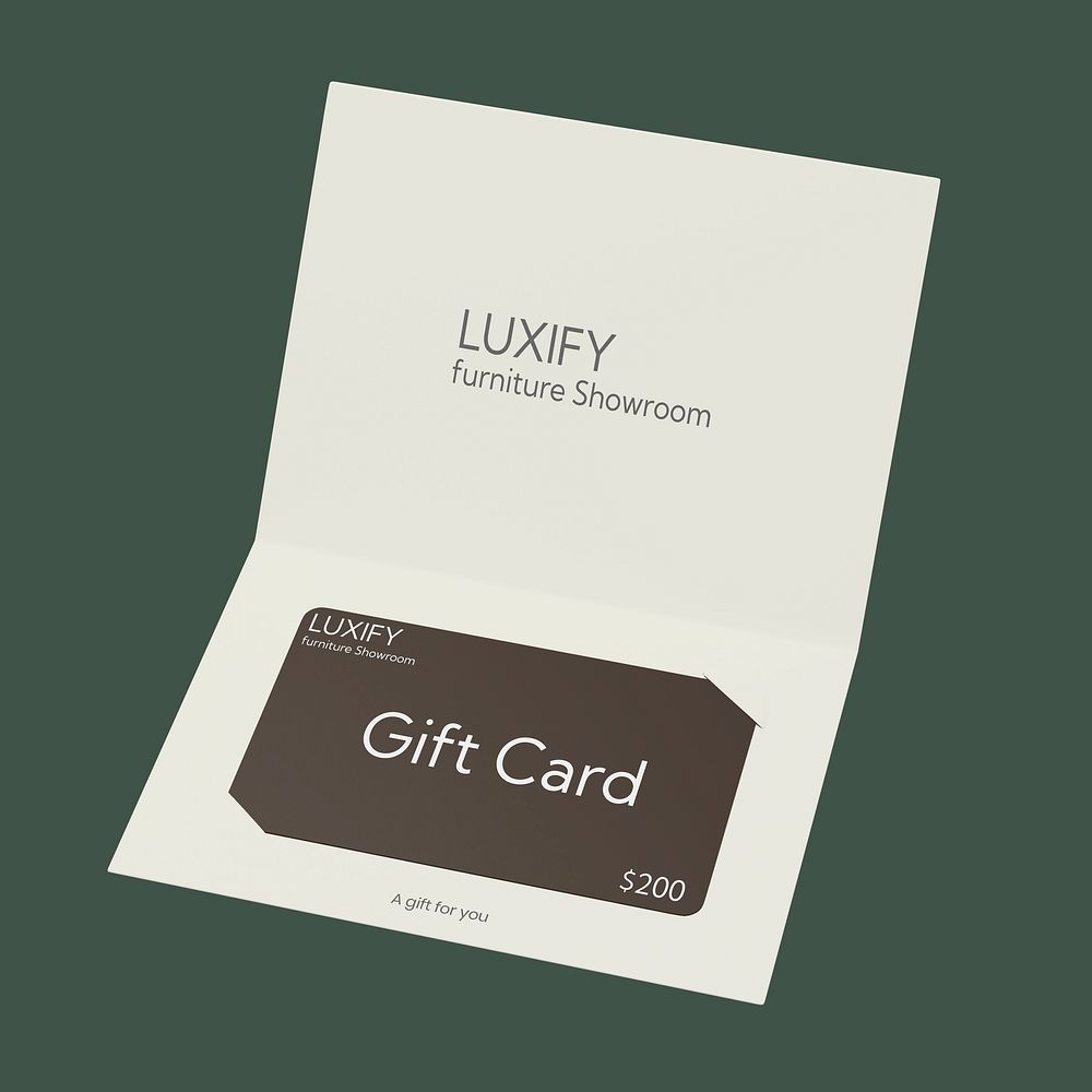 Gift card mockup, green 3D rendering design