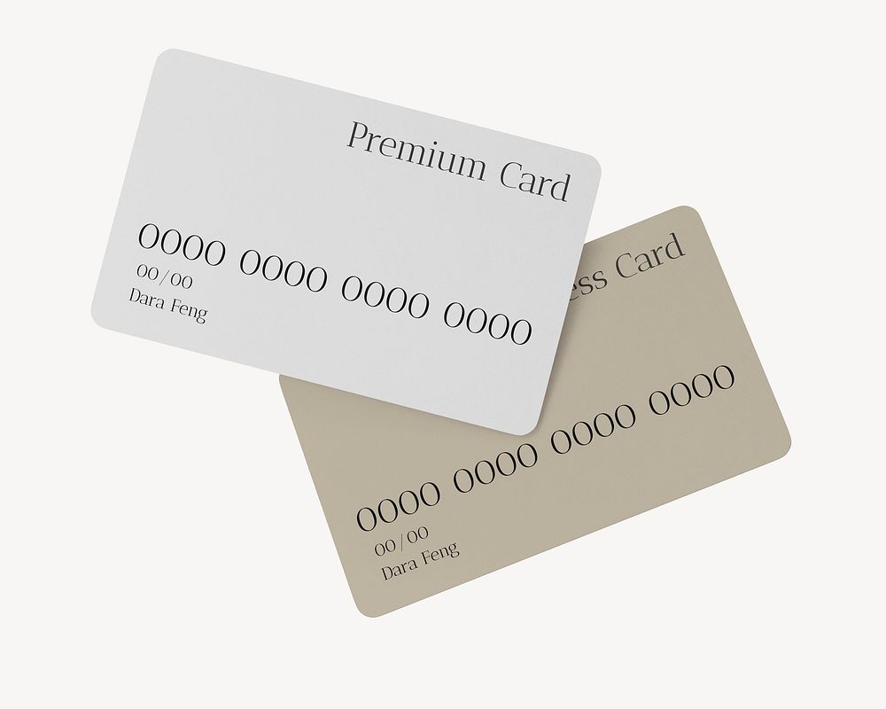 Credit cards mockup, gray 3D design psd