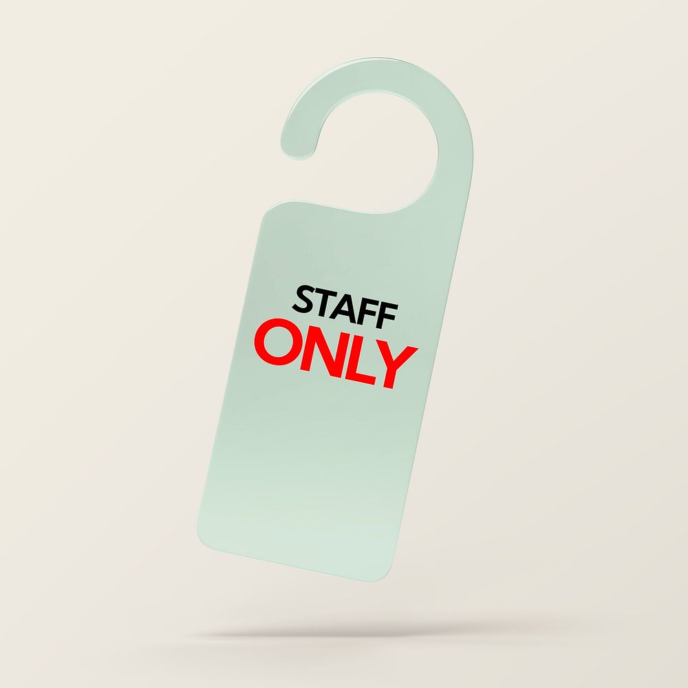 Door tag mockup, green 3D rendering design psd