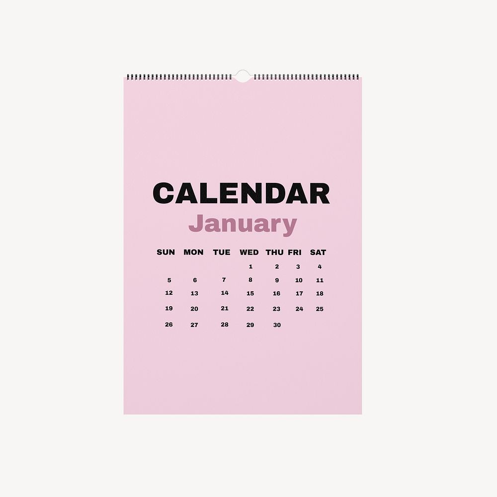 Wall calendar mockup, pink 3D rendering design psd