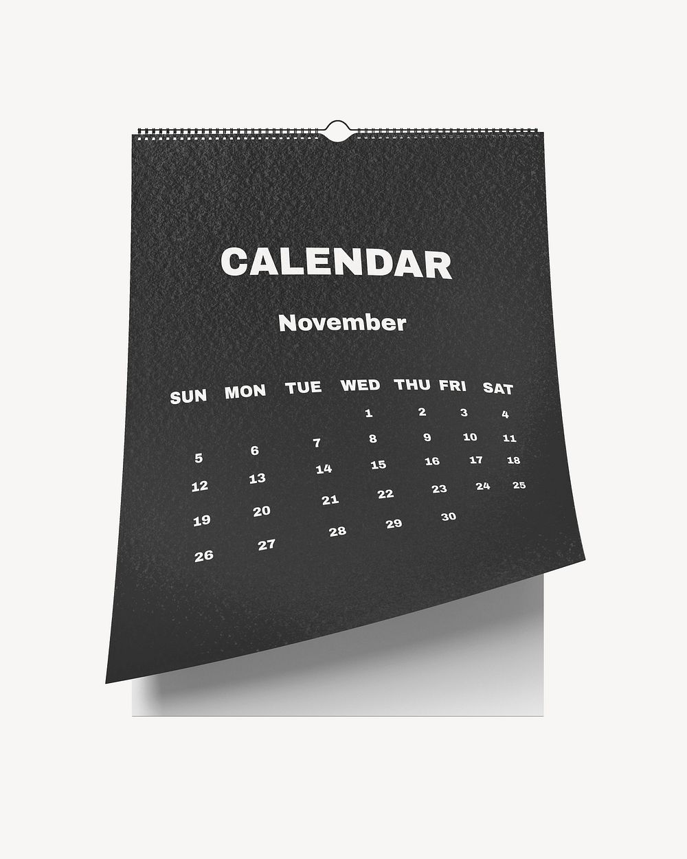 Wall calendar mockup, black 3D design psd