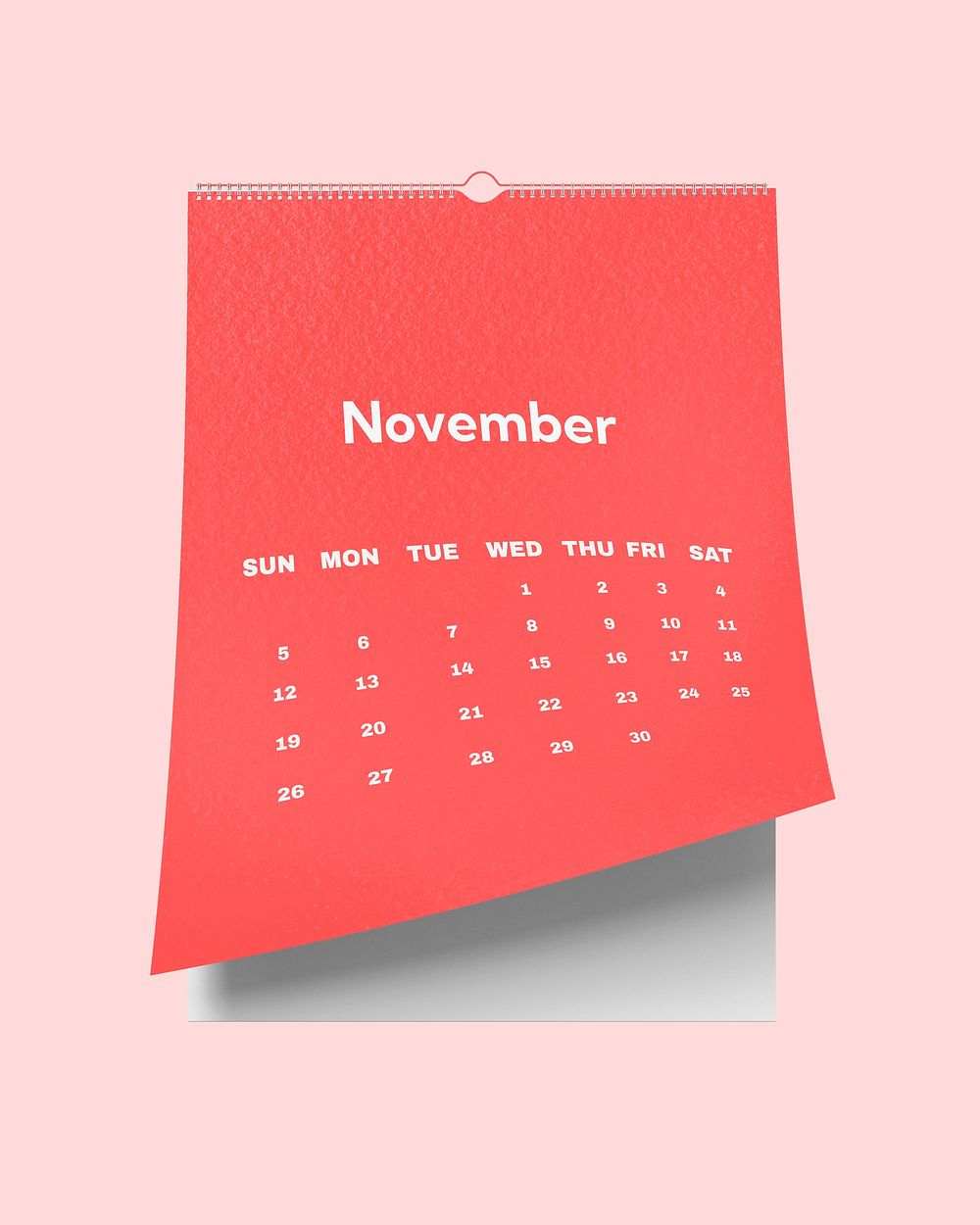 Wall calendar mockup, pink 3D rendering design psd