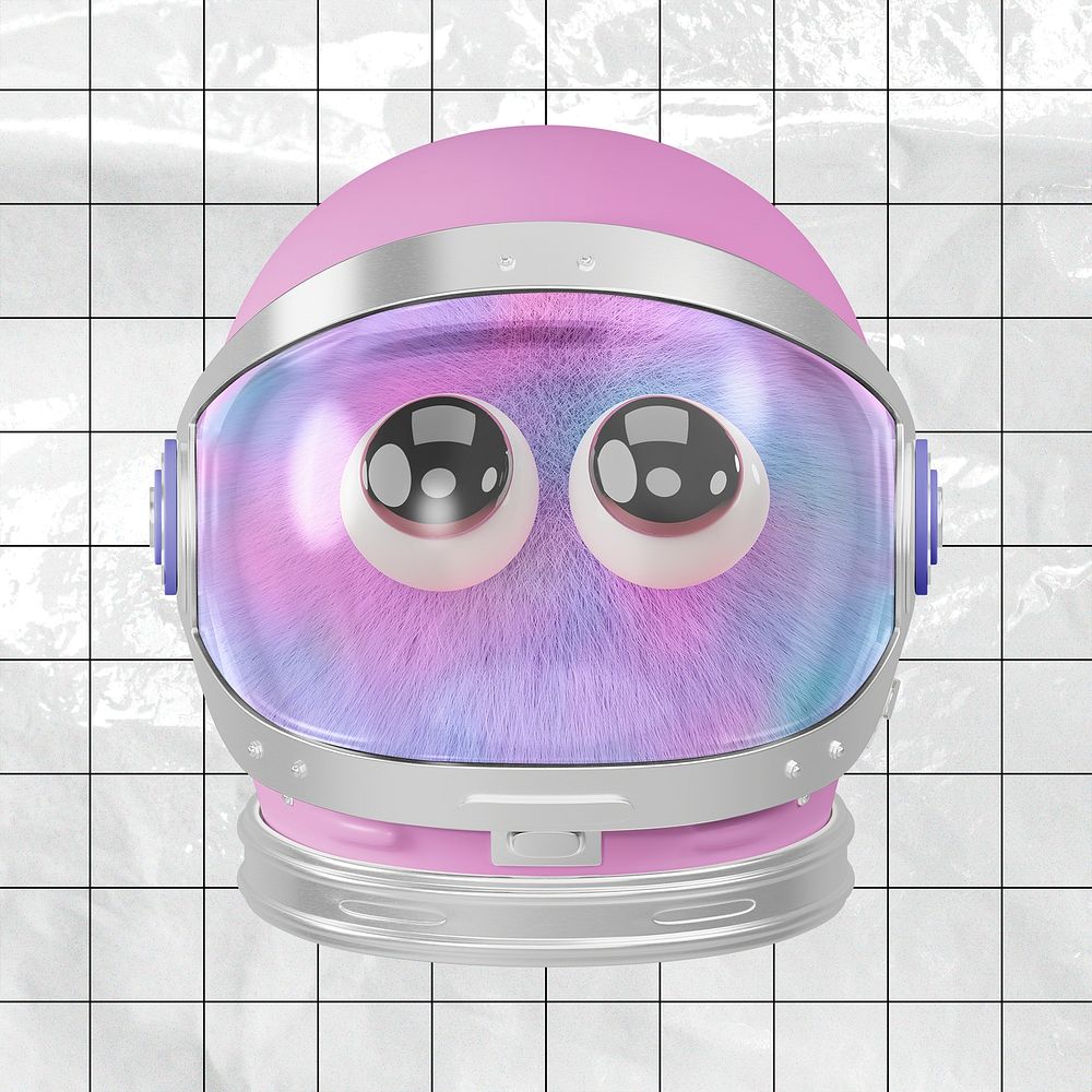 3D astronaut helmet mockup, pink design psd