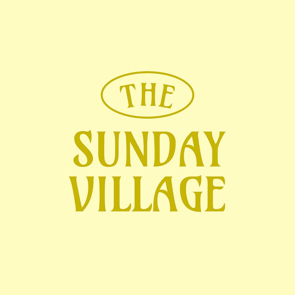 Yellow retro editable logo template, Sunday Village text psd