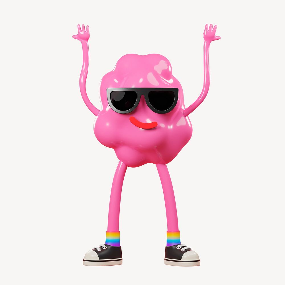 Cool 3D rendering pink character collage element