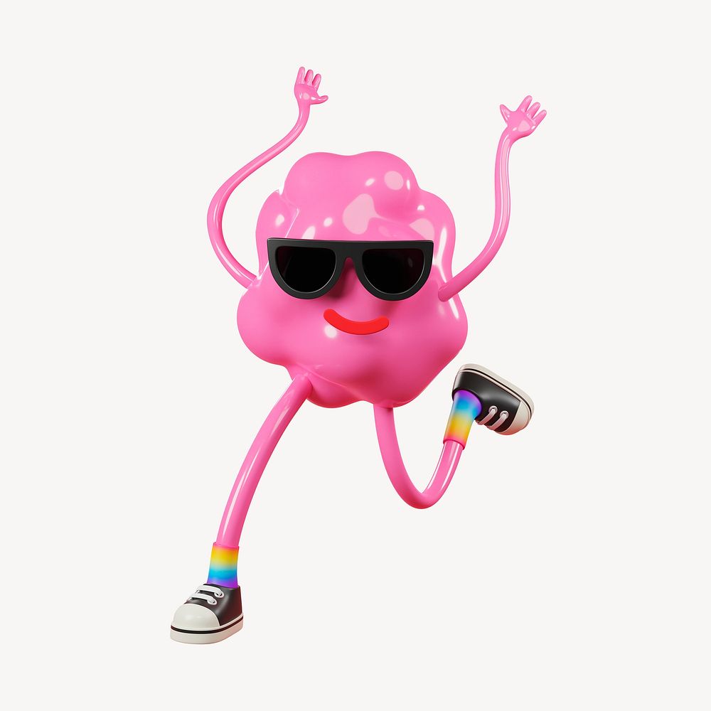 Gum monster dancing collage element, 3D rendering psd