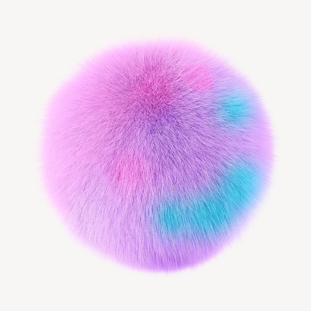 Colorful fluffy ball collage element, 3D rendering psd