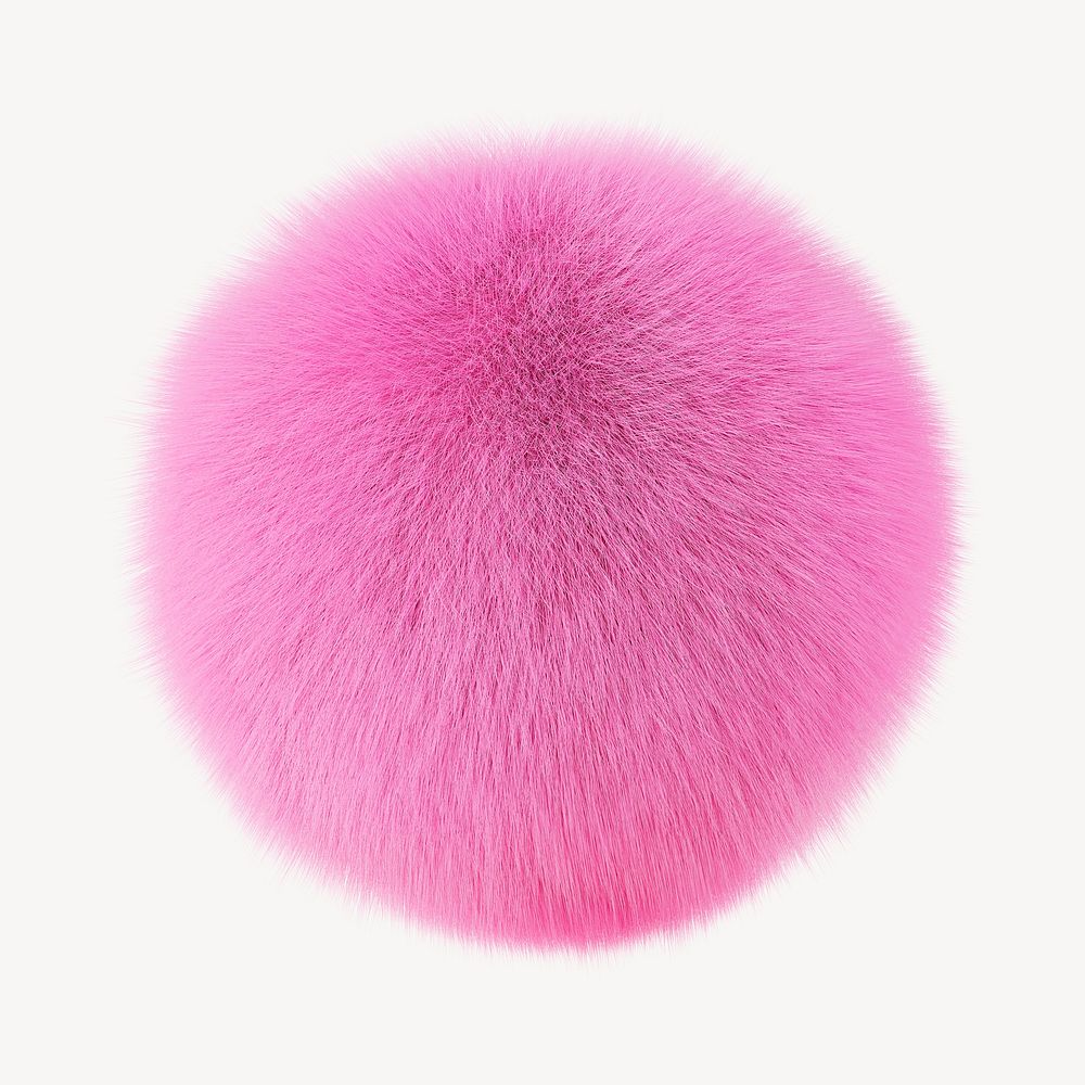 Pink fluffy ball collage element, 3D rendering psd