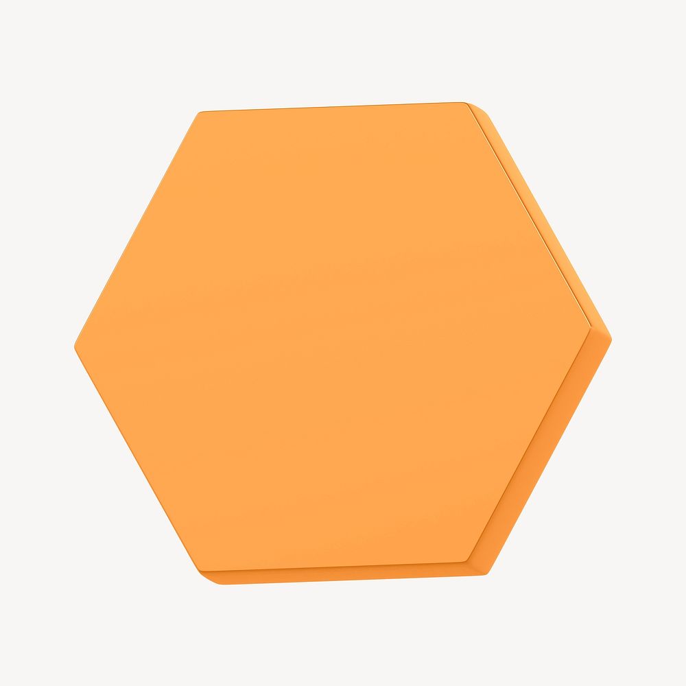 Yellow hexagon collage element, 3D rendering psd