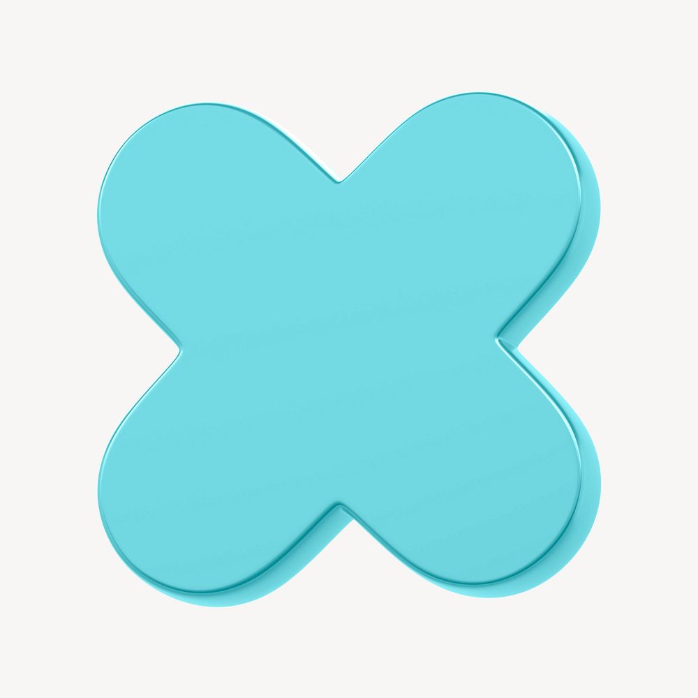 Blue X mark, 3D rendering design