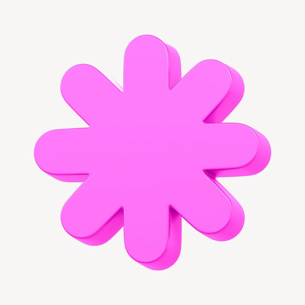 Pink asterisk, 3D rendering design